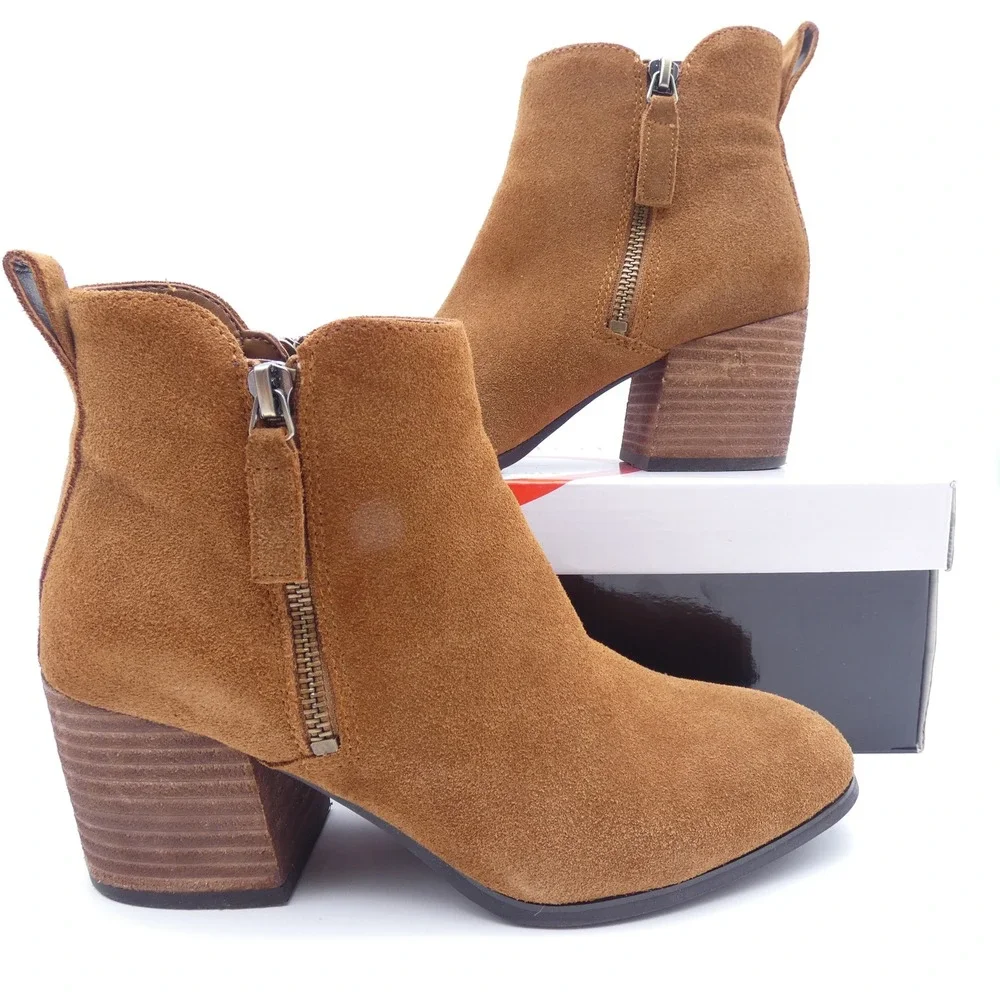 Blondo Siena Waterproof Camel Suede Ankle Boots B7125 Womens 6 M